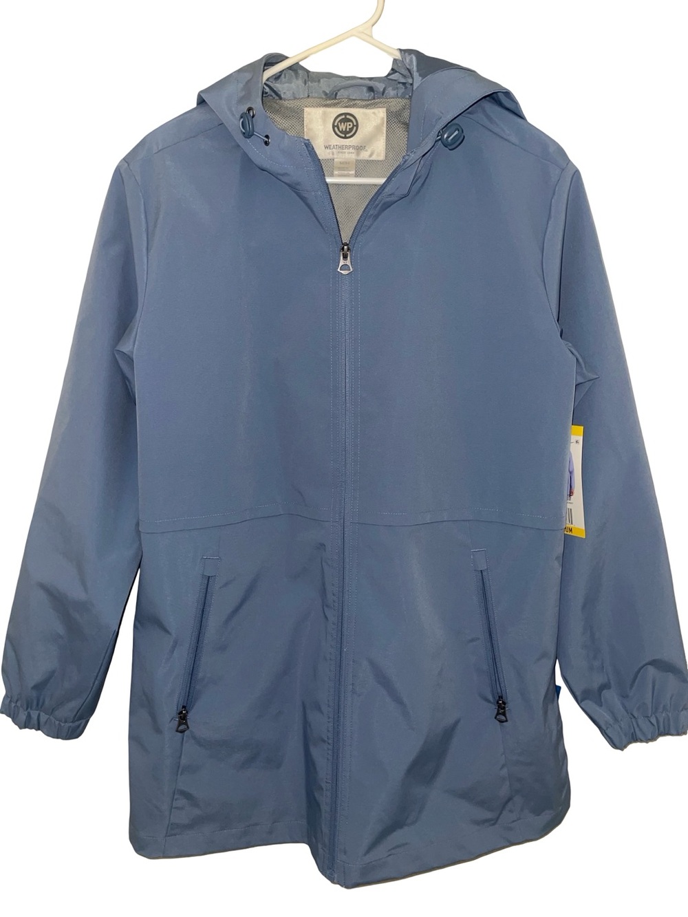 WP Weatherproof Women’s Blue Lightweight Hooded Rain Jacket size M